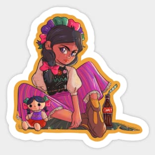 Lele Mexico Doll Art by Anshiehoop Sticker